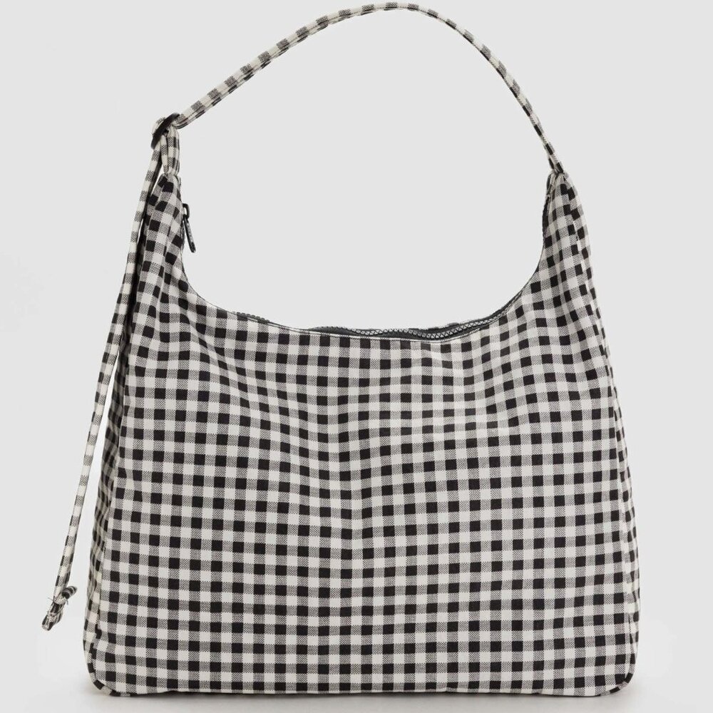 NWT Baggu Nylon Shoulder Bag - Black & White Gingham - Picture 2 of 5